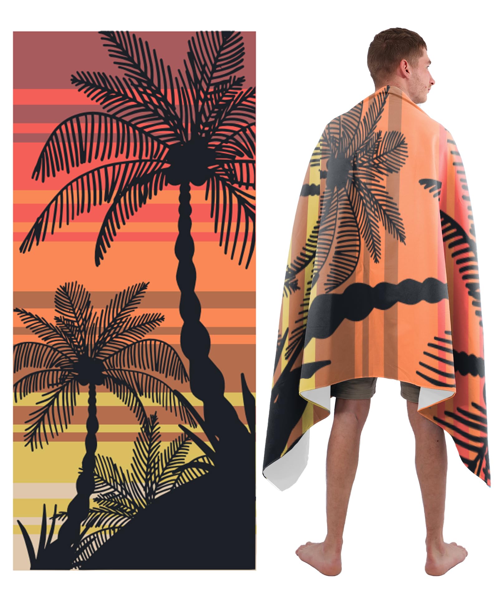 Oversized Orange Sunset Palm Tree Beach Towel Quick Dry Microfiber Lightweight Travel Pool Towel for Adults W30*H60(CM)
Oversized Orange Sunset Palm Tree Beach Towel Quick Dry Microfiber Lightweight Travel Pool Towel for Adults W30*H60(CM)