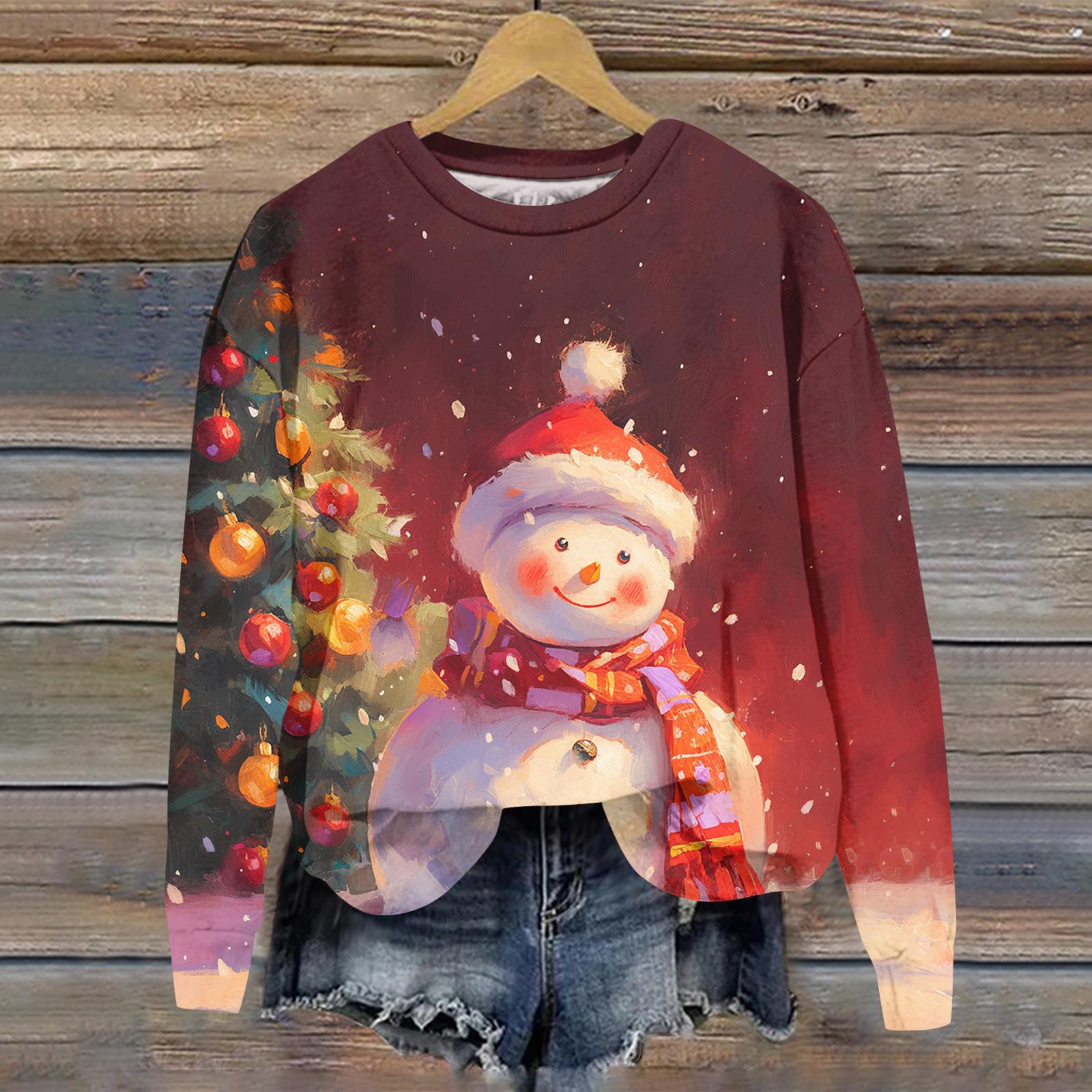 Женская толстовка с рождественским принтом, с длинным рукавом и круглым вырезом, свободный топ XL винный
Женская толстовка с рождественским принтом, с длинным рукавом и круглым вырезом, свободный топ XL винный