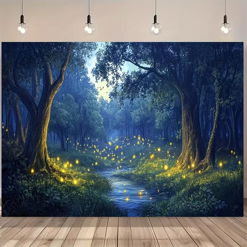 2D Fantasy Firefly Photography Background, Dreamy Night Forest with Glowing Lights and Winding Stream Backdrop 47.2x31.5inch/120*80cm
2D Fantasy Firefly Photography Background, Dreamy Night Forest with Glowing Lights and Winding Stream Backdrop 47.2x31.5inch/120*80cm