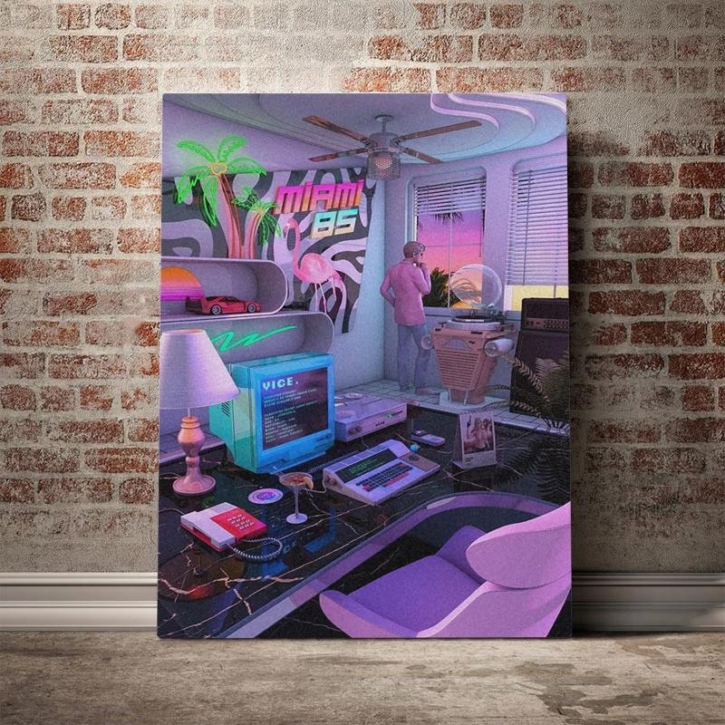Украшение дома, холст Synthwave Miami 85 Retrowave, HD принты, постер, живопись, настенная живопись для гостиной, модульная рамка для картин
Украшение дома, холст Synthwave Miami 85 Retrowave, HD принты, постер, живопись, настенная живопись для гостиной, модульная рамка для картин