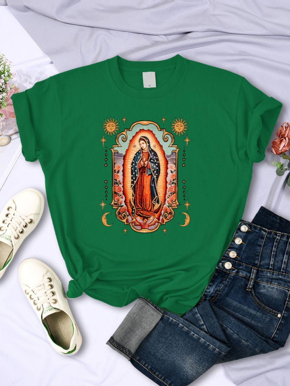Street Woman TShirts Our Lady Of Guadalupe Printed Tee Shirts Comfortable ONeck Soft Short Sleeve Summer Casual Female Clothes 4XL
Street Woman TShirts Our Lady Of Guadalupe Printed Tee Shirts Comfortable ONeck Soft Short Sleeve Summer Casual Female Clothes 4XL