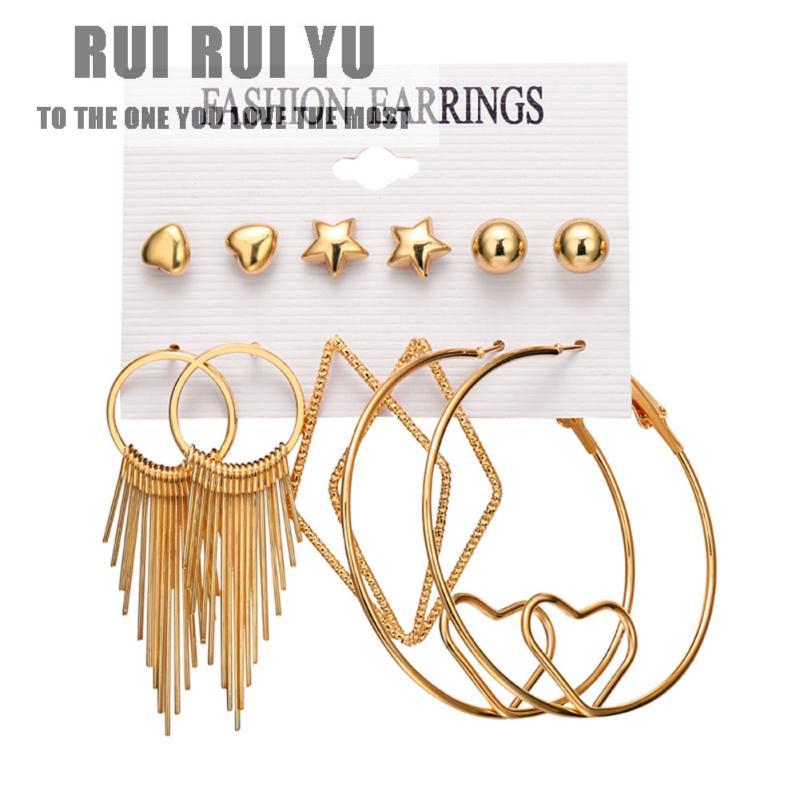 RUI RUI YU 6pairs/set Women Stylish Punk Style Star Circle Tassel Earrings Set 
RUI RUI YU 6pairs/set Women Stylish Punk Style Star Circle Tassel Earrings Set