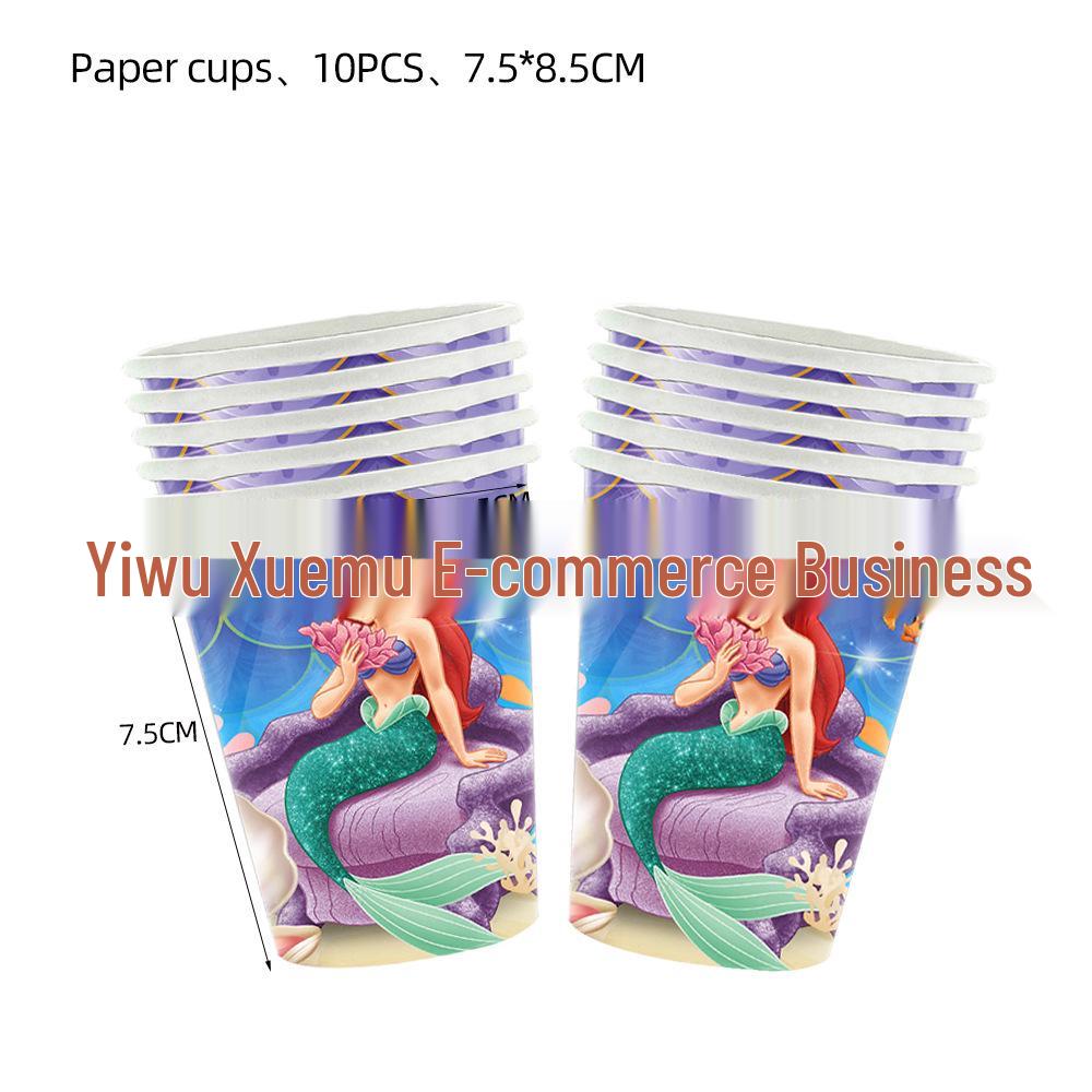 Новый набор посуды для дня рождения принцессы Русалочки: Тарелки, Салфетки и Скатерть