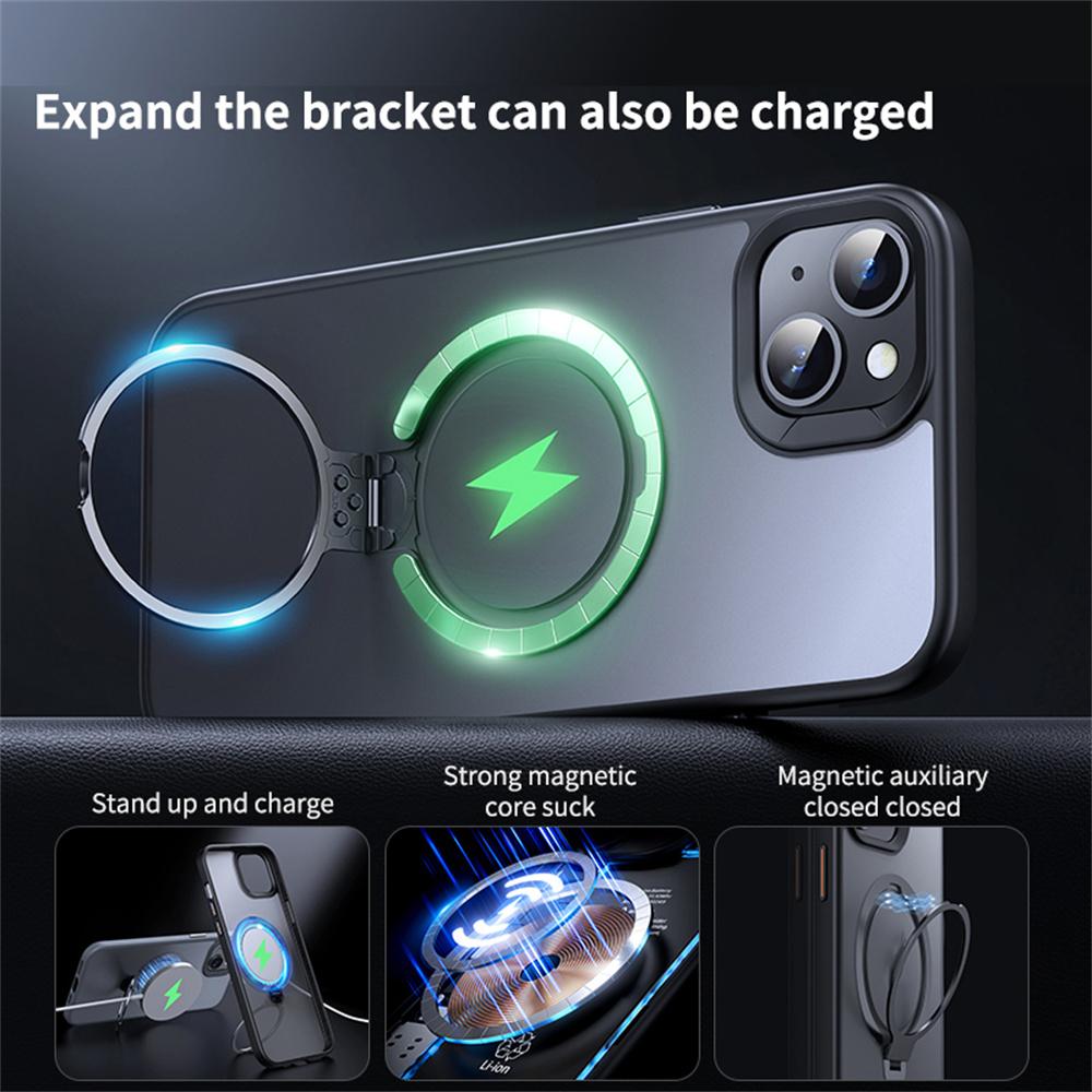 For iPhone 14/iPhone 13 Phone Case Kickstand Matte Back Cover Compatible with MagSafe Black
For iPhone 14/iPhone 13 Phone Case Kickstand Matte Back Cover Compatible with MagSafe Black