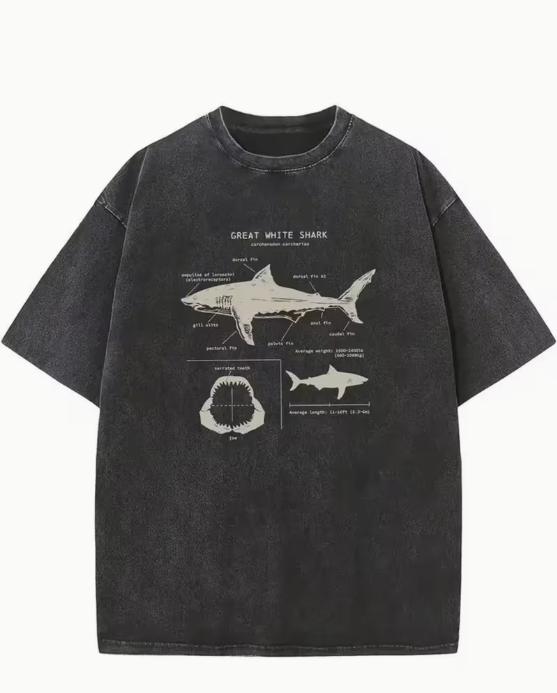 Summer Mens and Womens Great White Shark Biological Print Washed TShirt Street Style Breathable Lightweight Short Sleeve Top S
Summer Mens and Womens Great White Shark Biological Print Washed TShirt Street Style Breathable Lightweight Short Sleeve Top S