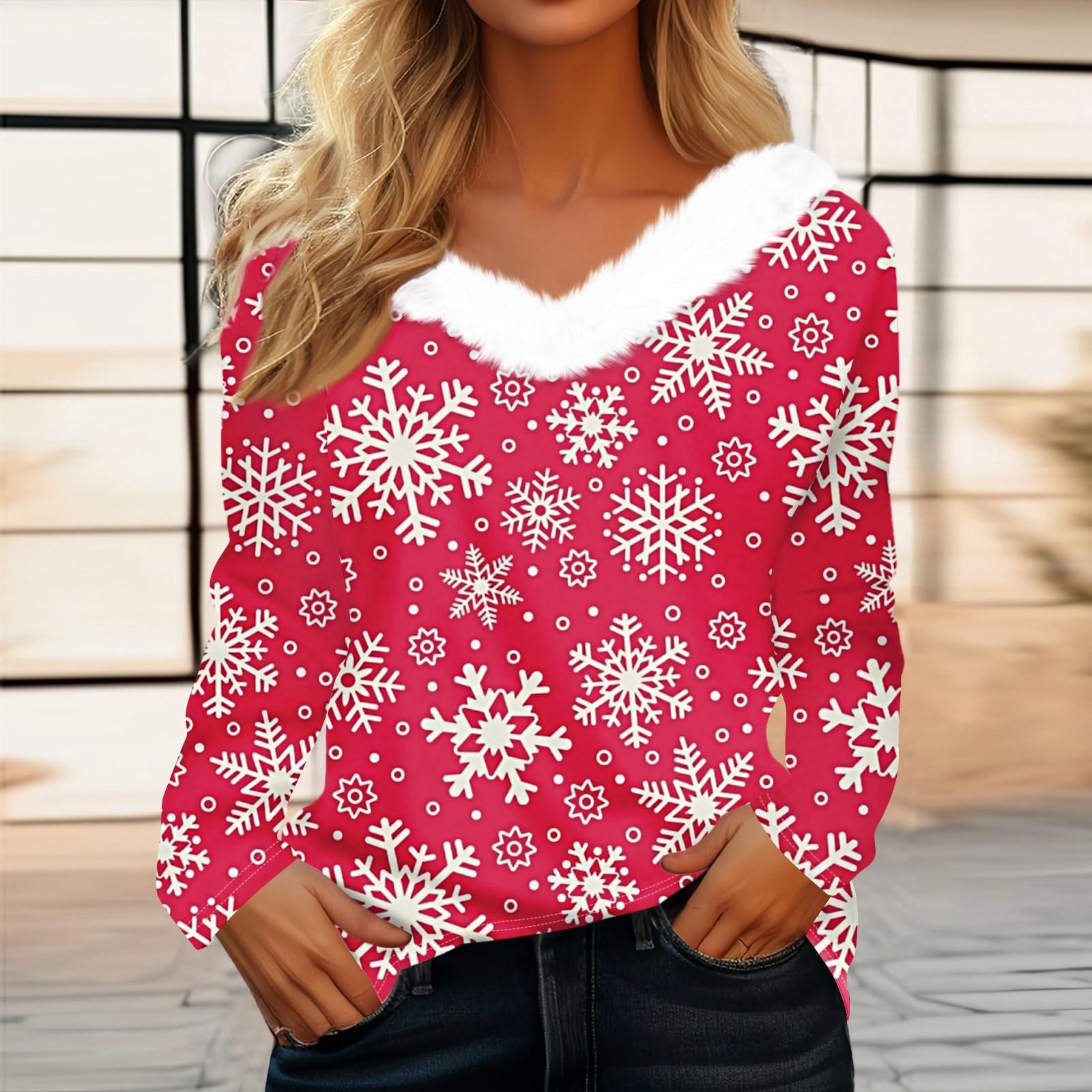 Женская рождественская рубашка с длинным рукавом и принтом снежинок, повседневные свободные футболки с V-образным вырезом XXL киноварь
Женская рождественская рубашка с длинным рукавом и принтом снежинок, повседневные свободные футболки с V-образным вырезом XXL киноварь