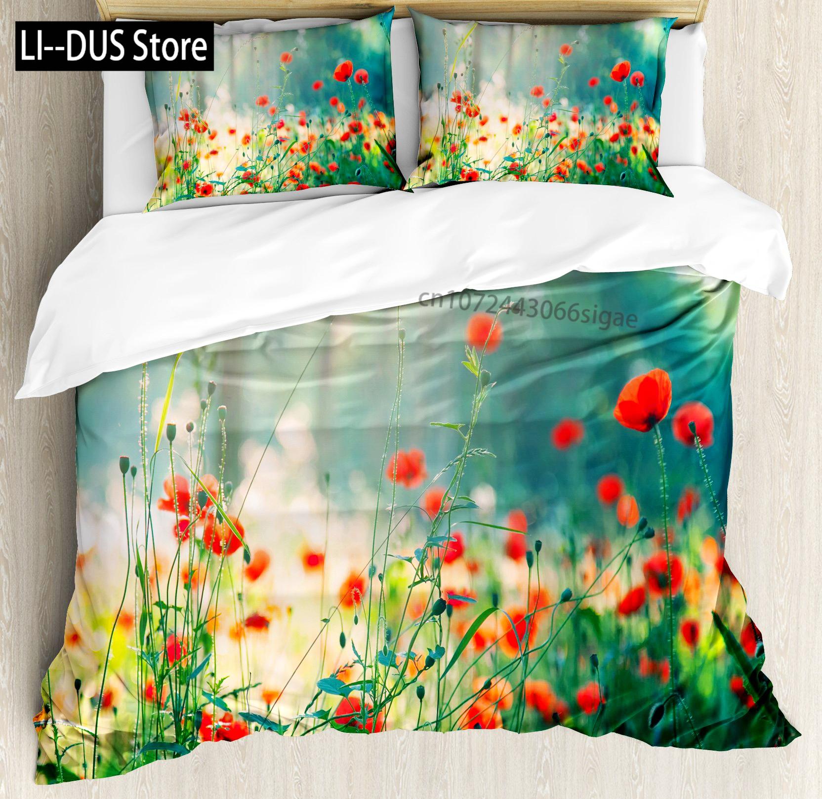 Floral Duvet Cover Set, Poppies of Spring Season Decor 3 Piece Bedding Set with 2 Pillow Shams, King Queen Full Size Home Decor 135x200cm
Floral Duvet Cover Set, Poppies of Spring Season Decor 3 Piece Bedding Set with 2 Pillow Shams, King Queen Full Size Home Decor 135x200cm