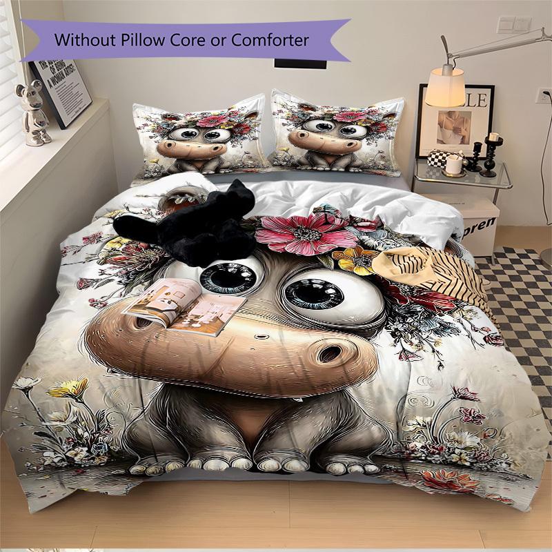 3pcs Anime Hippo Floral Bedding Set - Includes One Quilt Cover and Two Pillowcases (No Core) - Polyester Fabric, Perfect for Bedroom and Gue 135x200cm
3pcs Anime Hippo Floral Bedding Set - Includes One Quilt Cover and Two Pillowcases (No Core) - Polyester Fabric, Perfect for Bedroom and Gue 135x200cm