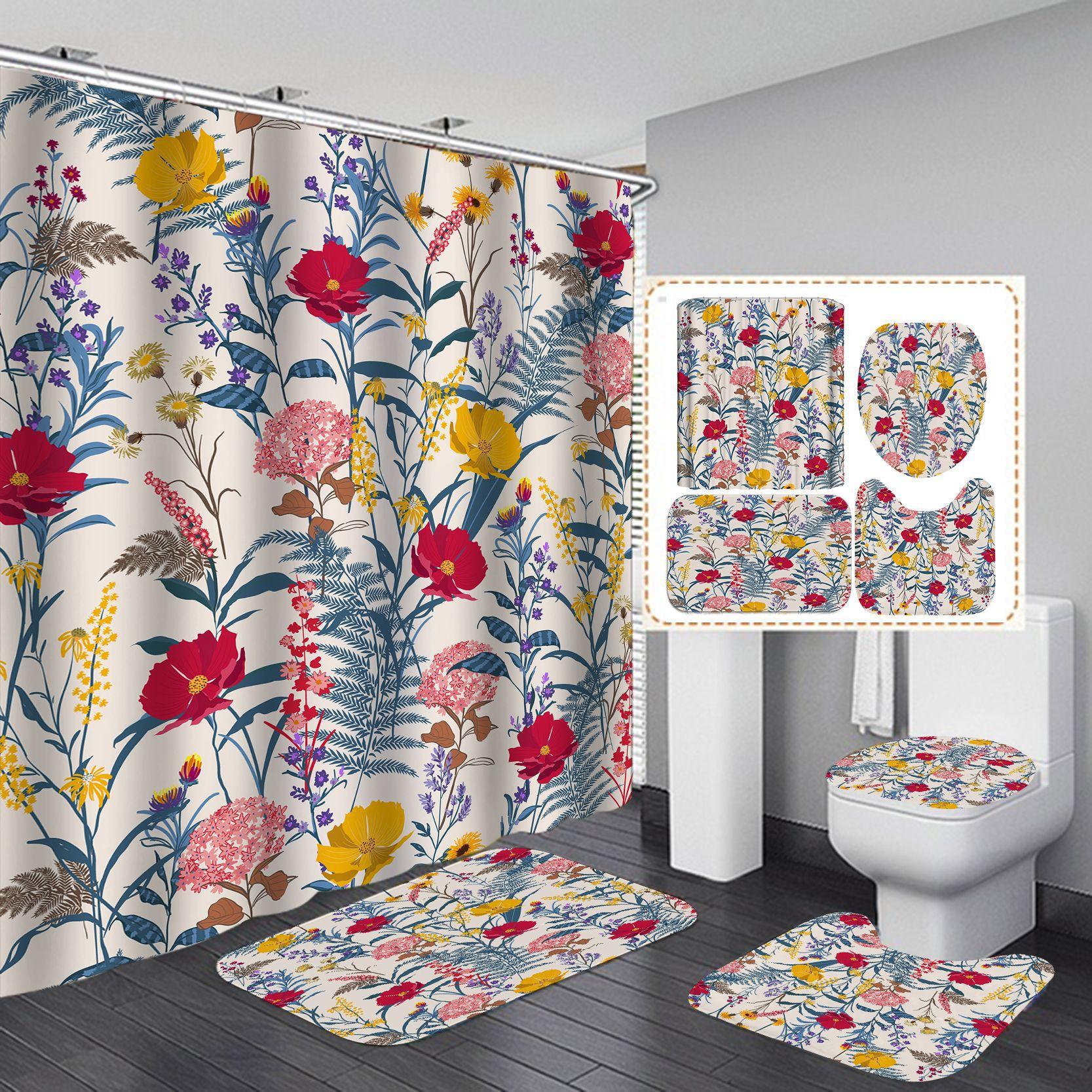 4Pcs Flower Series Набори завіс для душу для ванної кімнати Нековзкі килимки для ванної кімнати Кришка для унітазу Килимок для ванної кімнати 4Pcs
4Pcs Flower Series Набори завіс для душу для ванної кімнати Нековзкі килимки для ванної кімнати Кришка для унітазу Килимок для ванної кімнати 4Pcs