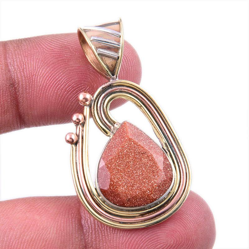 Natural Sunstone Gemstone 925 Solid Sterling Silver Two Tone Pendant 1.50 n8M47
Natural Sunstone Gemstone 925 Solid Sterling Silver Two Tone Pendant 1.50 n8M47
