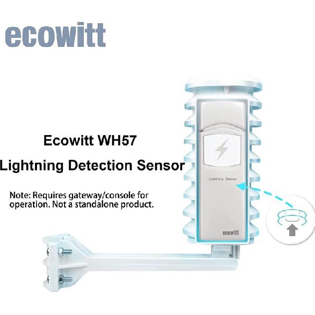 Ecowitt WH57 Wireless Lightning Detection Sensor with Solar Radiation Shield, Detects Lightning Bolts and Storms within 25 Miles Other areas 433MHz
Ecowitt WH57 Wireless Lightning Detection Sensor with Solar Radiation Shield, Detects Lightning Bolts and Storms within 25 Miles Other areas 433MHz