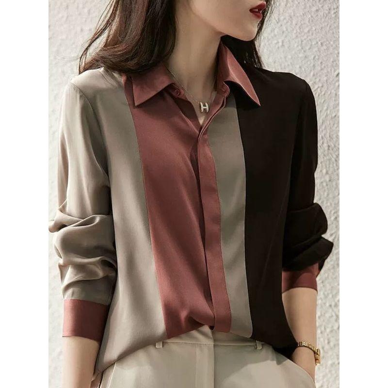 Color Blocked Striped Lapel Shirt for Women Mixed Color Stripe Lapel Shirt Picture XXL
Color Blocked Striped Lapel Shirt for Women Mixed Color Stripe Lapel Shirt Picture XXL