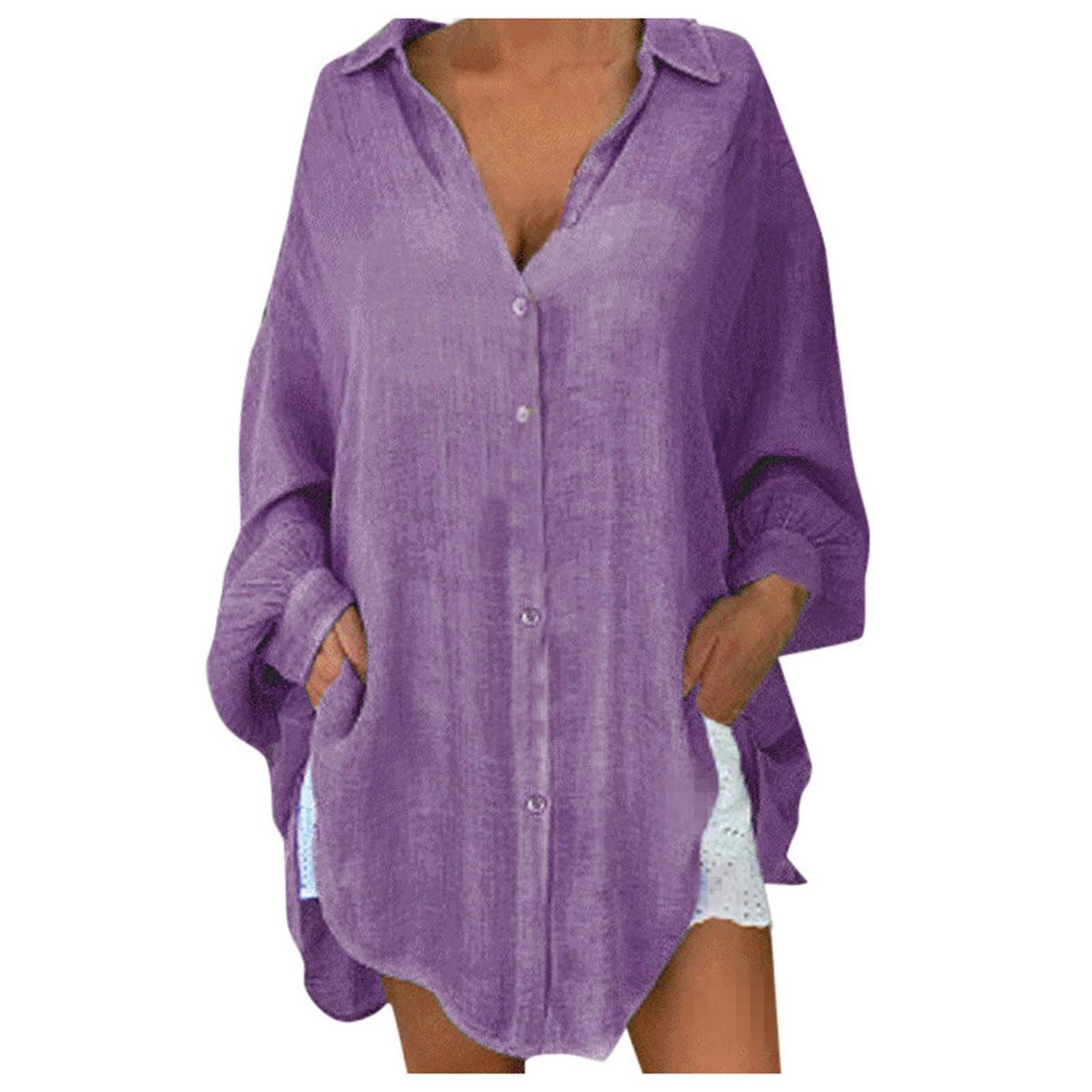 Women S Solid Color Cotton Linen Button Up Long Sleeve Loose Casual Shirt Blouse Top Cardigan Outfits XS фиолетовый
Women S Solid Color Cotton Linen Button Up Long Sleeve Loose Casual Shirt Blouse Top Cardigan Outfits XS фиолетовый
