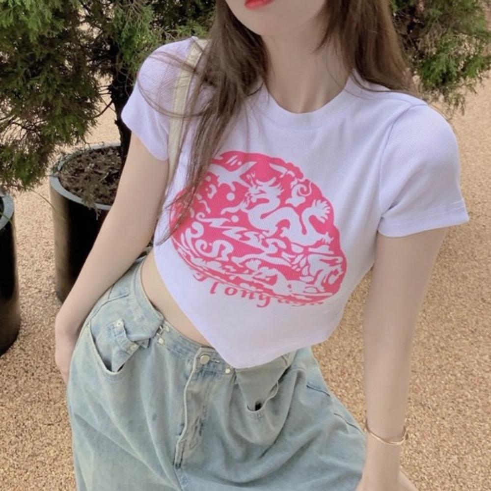 Dragon Women s Letter Print T-shirt Round Neck Short Sleeved Top Retro Y2K Crop Tops Daily
Dragon Women s Letter Print T-shirt Round Neck Short Sleeved Top Retro Y2K Crop Tops Daily
