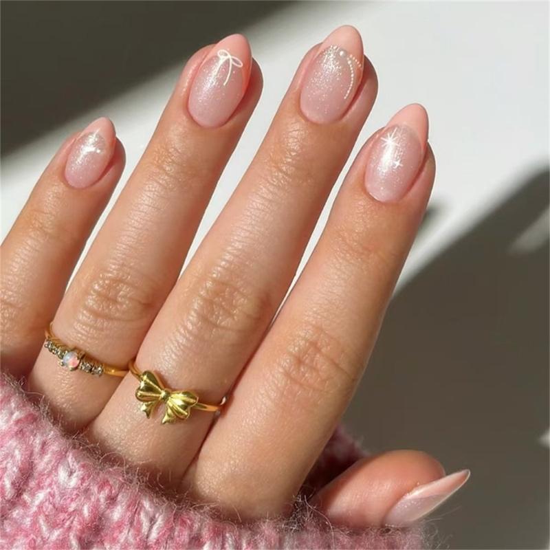 Christmas Nail Short Almond Press On Nail Bowknot Designs French Tips Glossy False Nail Full Cover for Women 24Pcs 1
Christmas Nail Short Almond Press On Nail Bowknot Designs French Tips Glossy False Nail Full Cover for Women 24Pcs 1