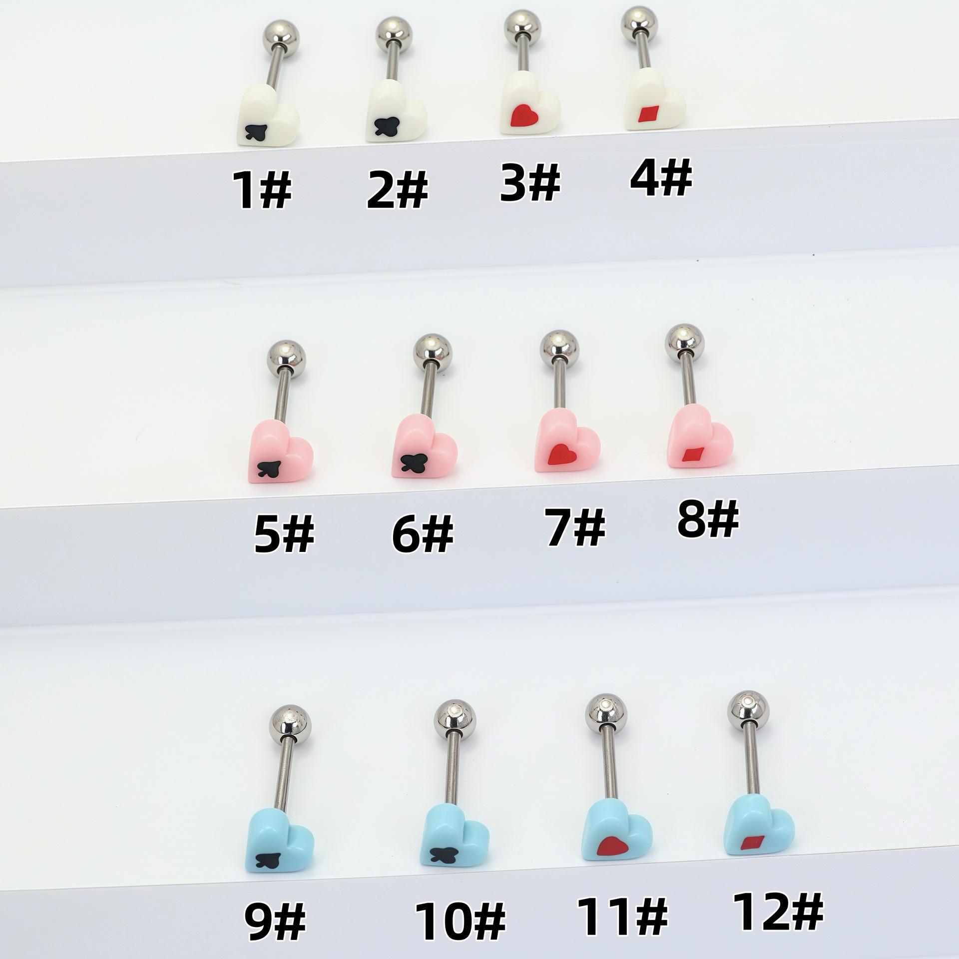 Colorful Heart Tongue Ring with Playing Card Design, Eco-Friendly 316 Stainless Steel Size 11
Colorful Heart Tongue Ring with Playing Card Design, Eco-Friendly 316 Stainless Steel Size 11