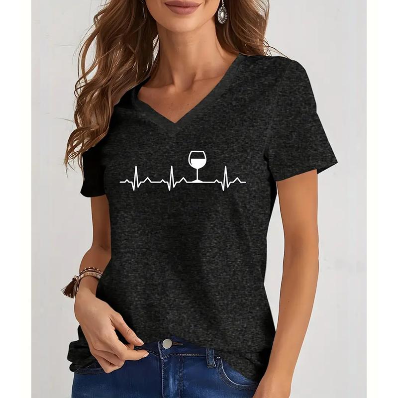 Fashion Spring Wine Glass Painting Blouses Short Sleeved V-Neck T Shirts Casual XS чорний
Fashion Spring Wine Glass Painting Blouses Short Sleeved V-Neck T Shirts Casual XS чорний