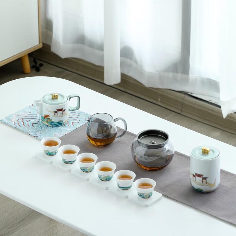 Mastercrafted White Porcelain Carp Leaping Dragon Gate Tea Set
Mastercrafted White Porcelain Carp Leaping Dragon Gate Tea Set