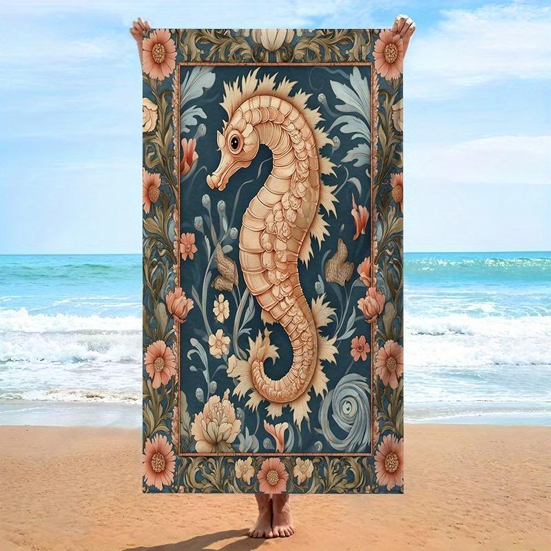 1pc Seahorse Beach Towel | Elegant Naval Floral Design, Beige/Teal Pattern, Suitable for Pool, Beach, Spa, Travel - Soft Luxury W40*H60(CM)
1pc Seahorse Beach Towel | Elegant Naval Floral Design, Beige/Teal Pattern, Suitable for Pool, Beach, Spa, Travel - Soft Luxury W40*H60(CM)