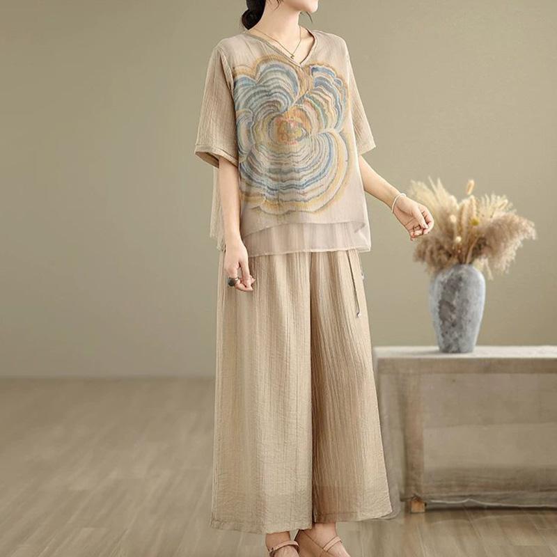 Suit Women Large Size Cotton Cotton T-shirt Pants Two-piece Loose Linen Short-sleeved Top and Longs Pants 2PC Suit M серый
Suit Women Large Size Cotton Cotton T-shirt Pants Two-piece Loose Linen Short-sleeved Top and Longs Pants 2PC Suit M серый