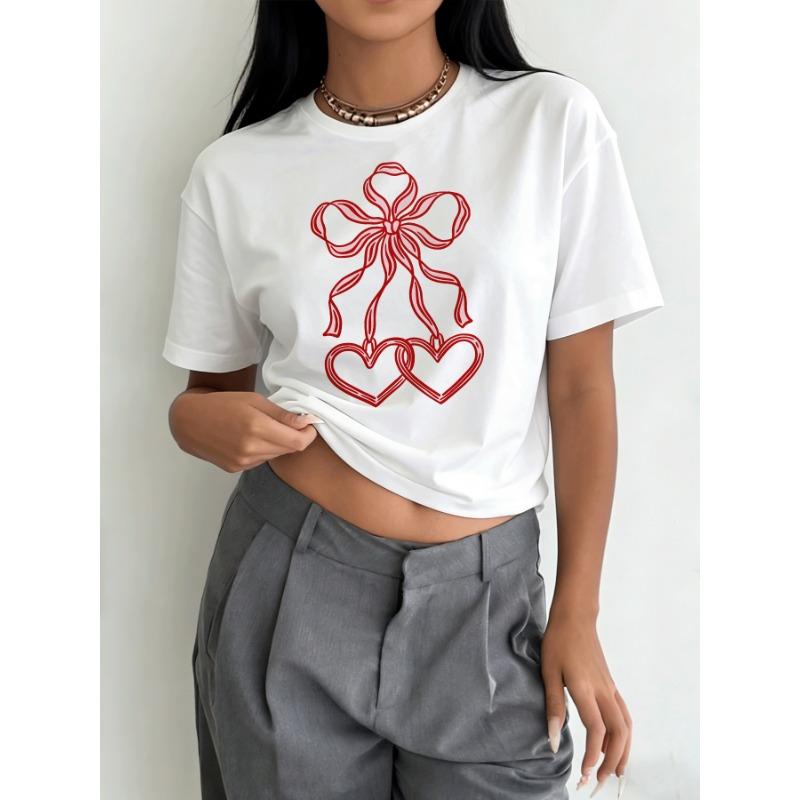 European sizes Coquette Heart Pattern Graphic Print T-Shirt | Easy Short Sleeve Crew Neck Casual Top for Summer & Spring, Women S Clothing S белый
European sizes Coquette Heart Pattern Graphic Print T-Shirt | Easy Short Sleeve Crew Neck Casual Top for Summer & Spring, Women S Clothing S белый