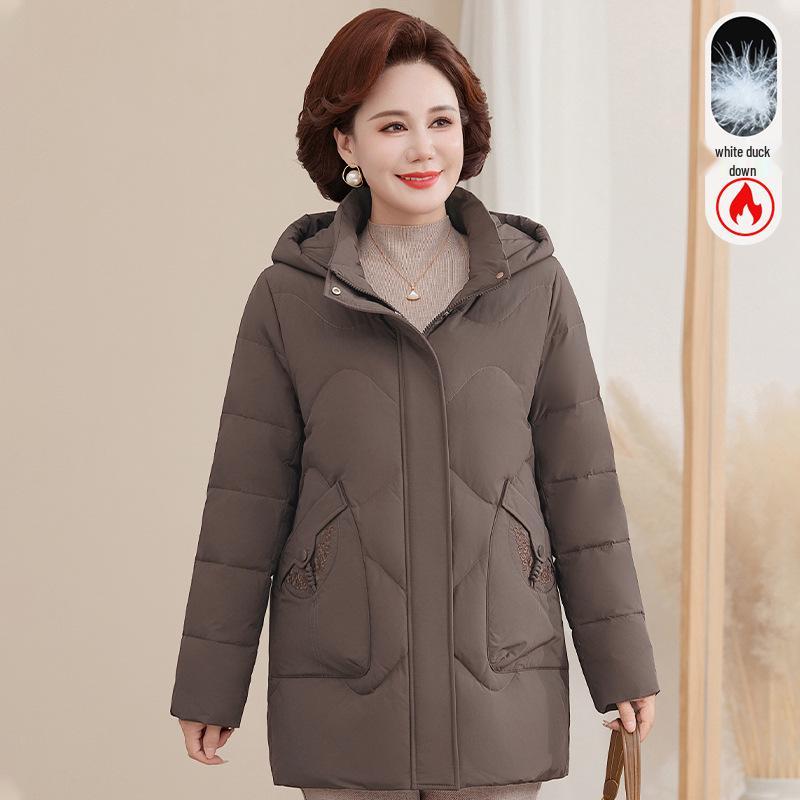 Mid-aged Women s Hooded Winter Down Jacket - Solid Color, Warm White Duck Down Coat for Middle-aged and Elderly. 2XL (95-110 catty) кавовий
Mid-aged Women s Hooded Winter Down Jacket - Solid Color, Warm White Duck Down Coat for Middle-aged and Elderly. 2XL (95-110 catty) кавовий