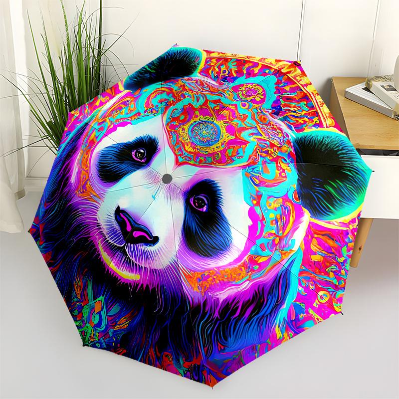 Psychedelic Panda Automatic folding umbrella simple eight rib design, bright color pattern, durable iron frame, ideal for travel and outdoo
Psychedelic Panda Automatic folding umbrella simple eight rib design, bright color pattern, durable iron frame, ideal for travel and outdoo