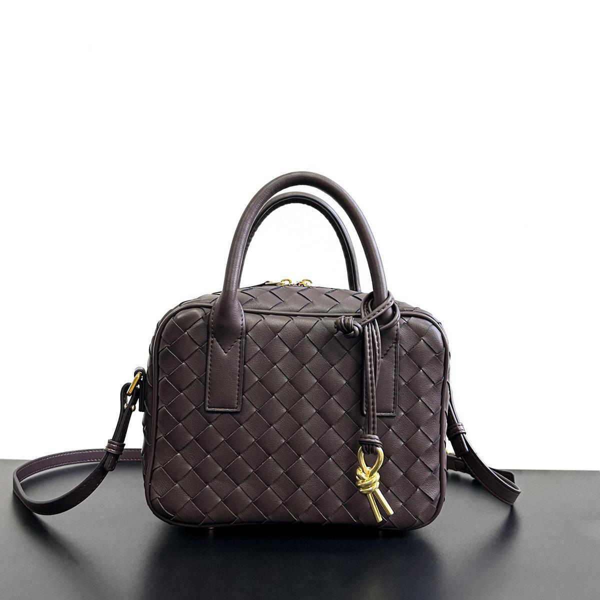 Сумка квадратная из воловьей кожи, ручная сумка, сумка для ланча, сумка через плечо, высококачественная плетеная сумка из холодного бостона 24x9x18cm