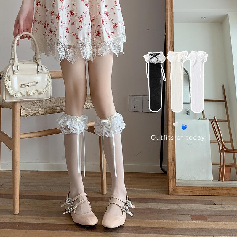 Ladies Summer Ultra Thin Lace Lace Ribbon Bow Sweet Ballet Style Calf Socks 1 pair молоко, білий колір
Ladies Summer Ultra Thin Lace Lace Ribbon Bow Sweet Ballet Style Calf Socks 1 pair молоко, білий колір