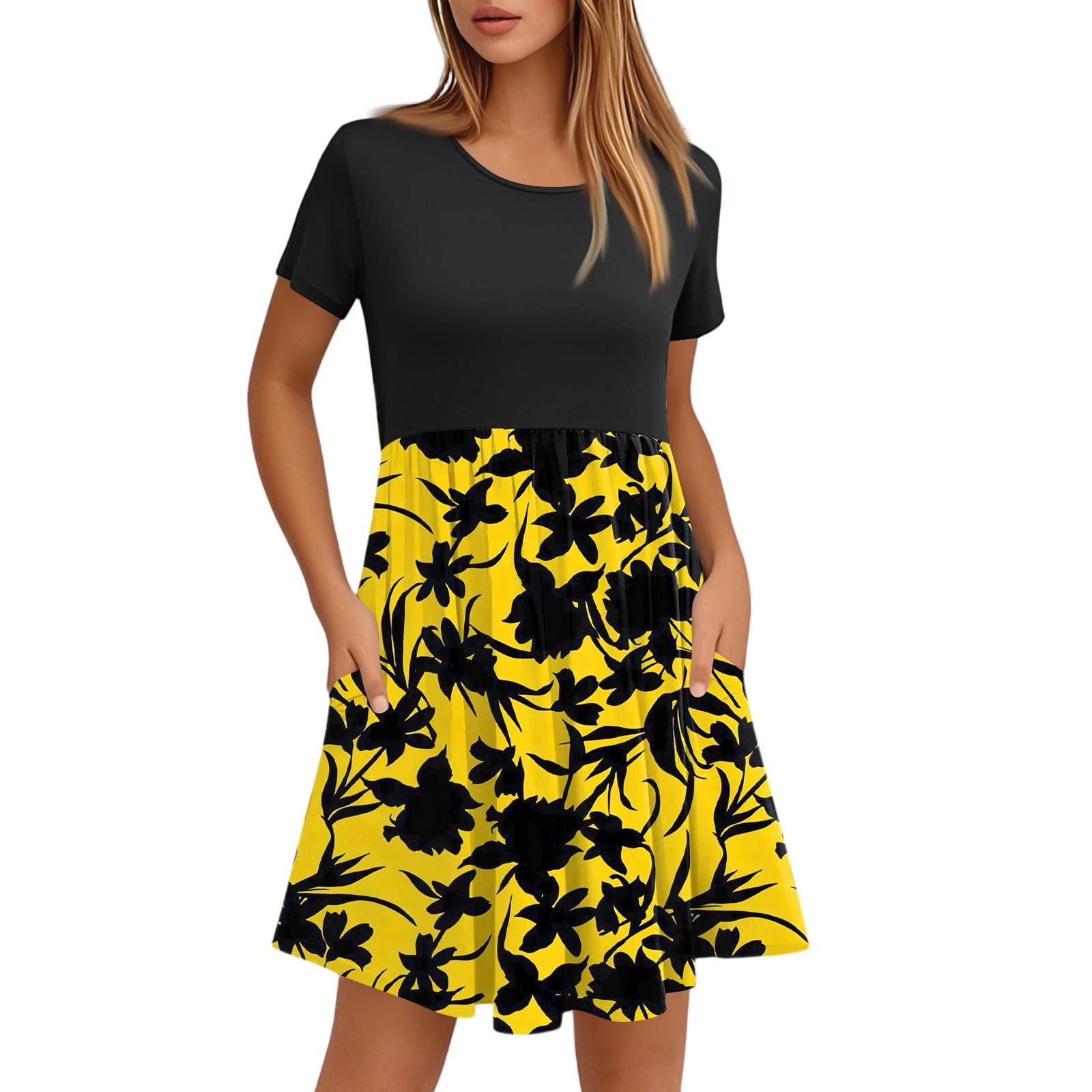 Женские модные повседневные свободные платья с круглым вырезом и коротким рукавом с принтом и карманами XL жёлтый
Женские модные повседневные свободные платья с круглым вырезом и коротким рукавом с принтом и карманами XL жёлтый