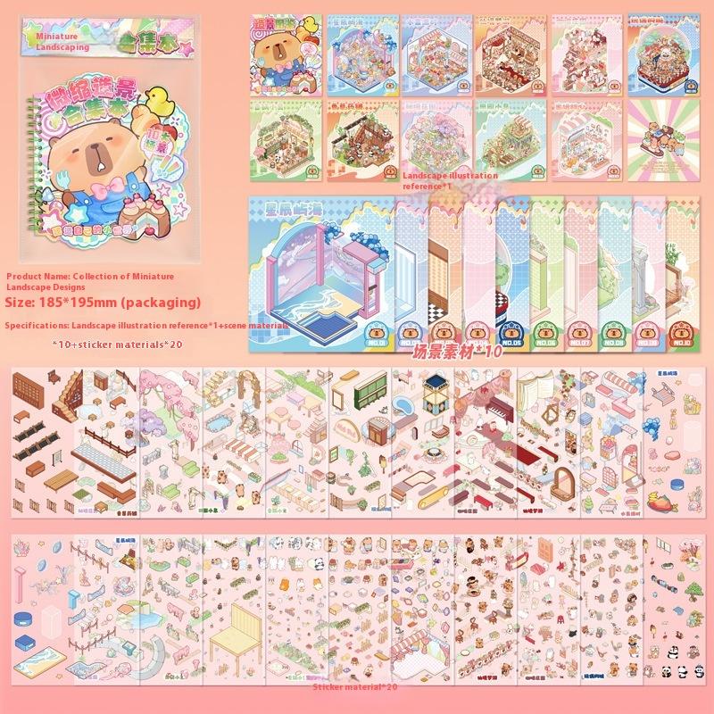 Милая 3D мультяшная капибара, книга наклеек, сделай сам, пейзажные наклейки, набор книг-комбинаций наклеек со сценами из хижины, игровые книги, подарки на фестиваль
Милая 3D мультяшная капибара, книга наклеек, сделай сам, пейзажные наклейки, набор книг-комбинаций наклеек со сценами из хижины, игровые книги, подарки на фестиваль