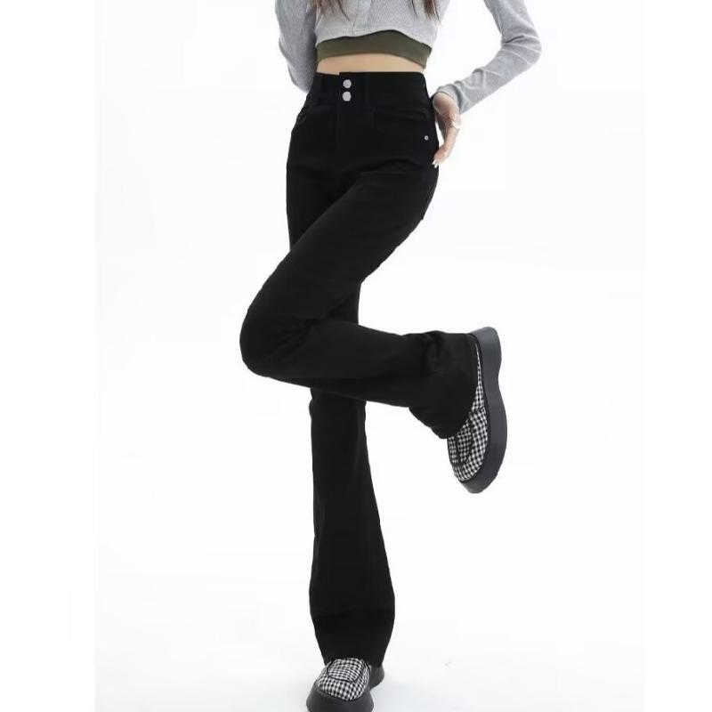 Jeans micro-pull pants women s high waist autumn and winter double buckle tide thin micro-flared trousers extended black trousers 2XL recommends 140-80kg
Jeans micro-pull pants women s high waist autumn and winter double buckle tide thin micro-flared trousers extended black trousers 2XL recommends 140-80kg