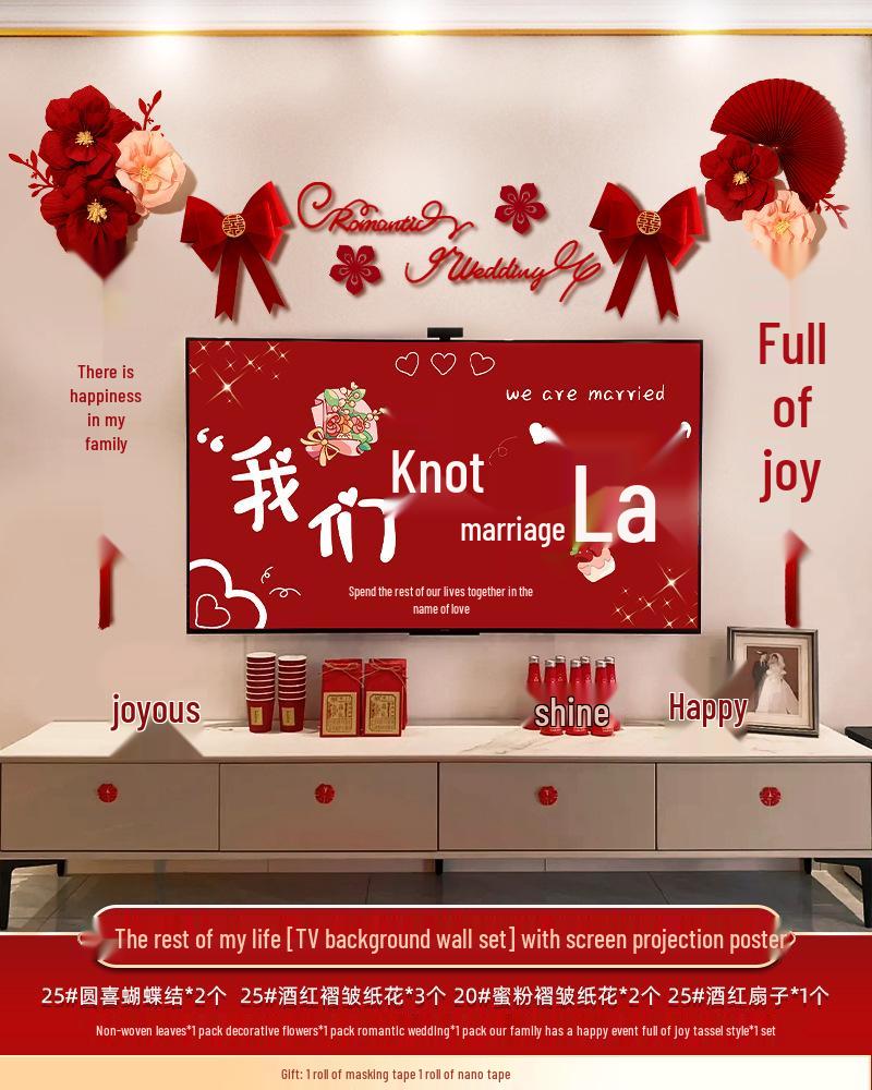 Wedding Honeymoon TV Wall Decor Set: Bride & Groom s Living Room Tassel Arrangement
Wedding Honeymoon TV Wall Decor Set: Bride & Groom s Living Room Tassel Arrangement