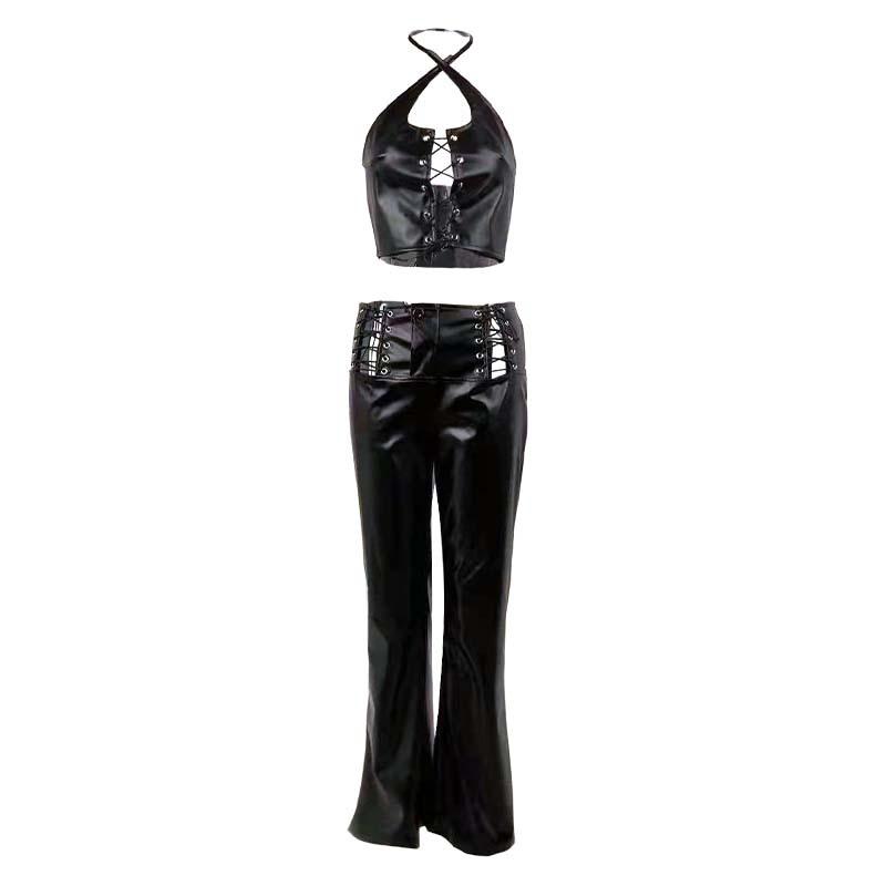 New Spring and Summer Sexy Neck Strap Vest High Waist Strap PU Trousers Women s Fashion Suit S чорний
New Spring and Summer Sexy Neck Strap Vest High Waist Strap PU Trousers Women s Fashion Suit S чорний