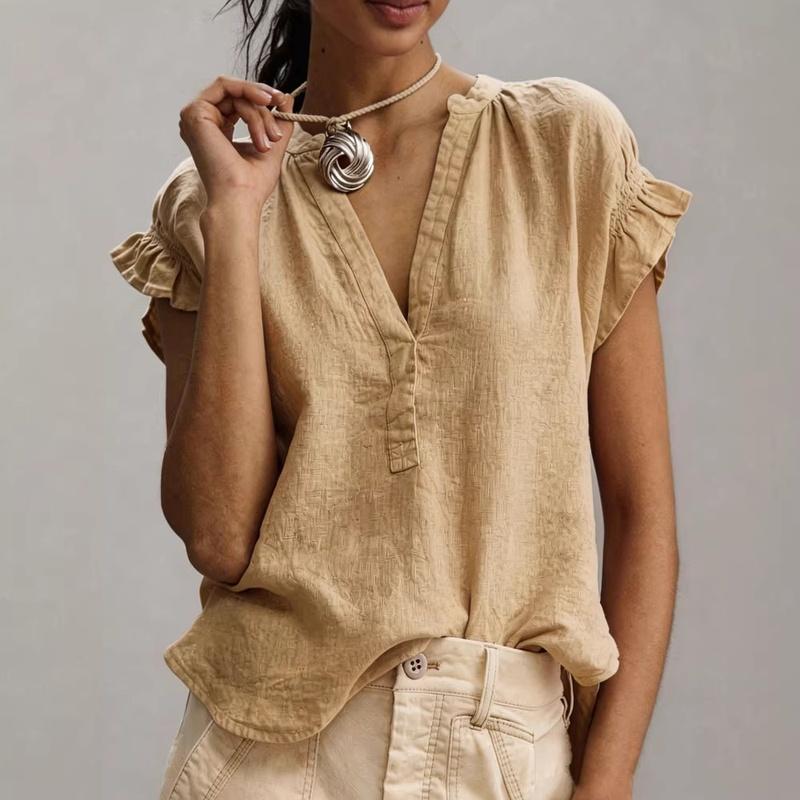 European Style Summer Women Casualv Short Sleeve Solid Color Cotton S
European Style Summer Women Casualv Short Sleeve Solid Color Cotton S