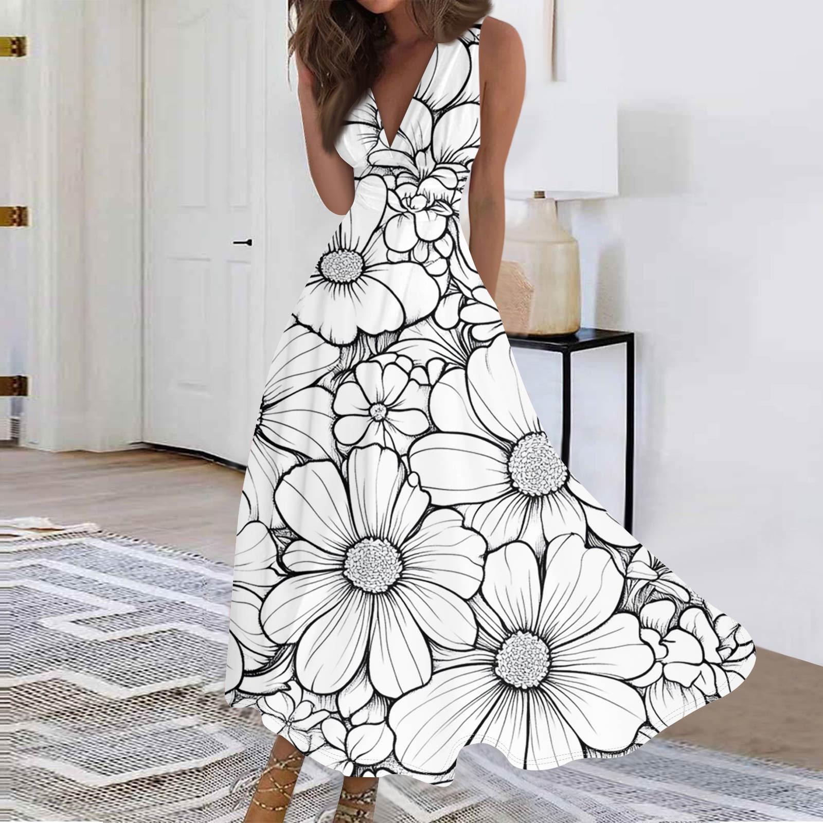 Женские модные повседневные свободные платья с V-образным вырезом без рукавов с принтом XXL белый
Женские модные повседневные свободные платья с V-образным вырезом без рукавов с принтом XXL белый