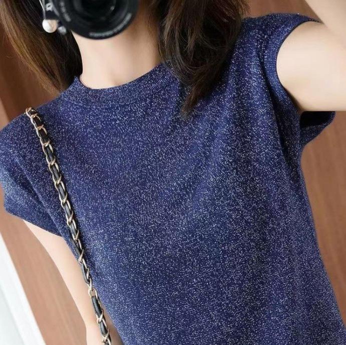 2025 Spring/Summer Shiny Yarn Round Neck Short Sleeve Loose Knit T-Shirt Medium
2025 Spring/Summer Shiny Yarn Round Neck Short Sleeve Loose Knit T-Shirt Medium
