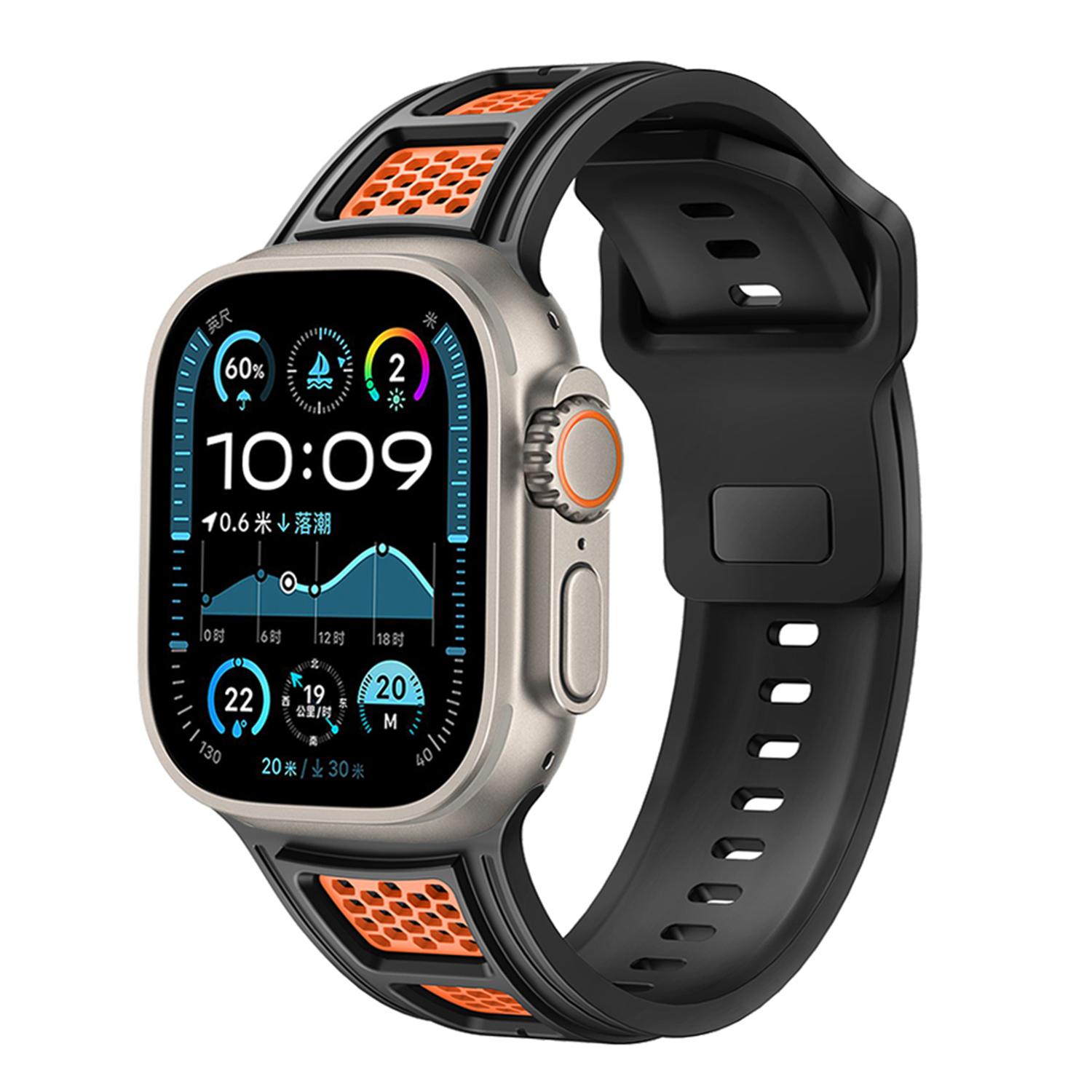 Sporty Watch Band for Apple Watch Series 10 9 8 7 SE 6 5 4 3 2 1 42mm 41mm 40mm 38mm Dual Color Holes Design Silicone Strap Black+Green
Sporty Watch Band for Apple Watch Series 10 9 8 7 SE 6 5 4 3 2 1 42mm 41mm 40mm 38mm Dual Color Holes Design Silicone Strap Black+Green