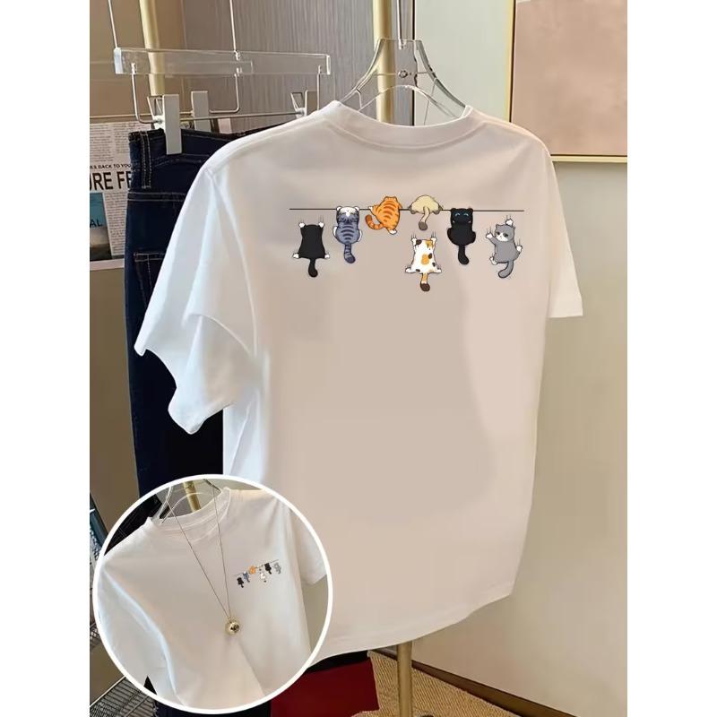 Cat Rope, Cartoon Cats Print Tshirt Short Sleeve Crew Neck Casual Top for Summer Spring, Women s Clothing L
Cat Rope, Cartoon Cats Print Tshirt Short Sleeve Crew Neck Casual Top for Summer Spring, Women s Clothing L