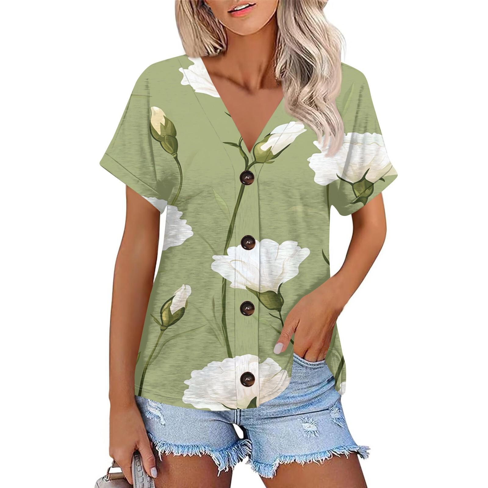 Женская мода с короткими рукавами и V-образным вырезом, повседневная футболка с пуговицами M
Женская мода с короткими рукавами и V-образным вырезом, повседневная футболка с пуговицами M