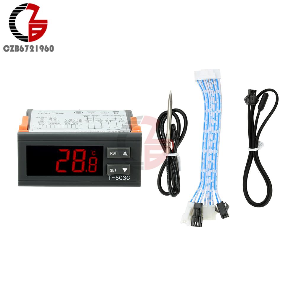 T-503C LED Digital Temperature Controller 24V Thermostat Regulator Automatic Heating Cooling Control Dual Temperature Sensor
T-503C LED Digital Temperature Controller 24V Thermostat Regulator Automatic Heating Cooling Control Dual Temperature Sensor