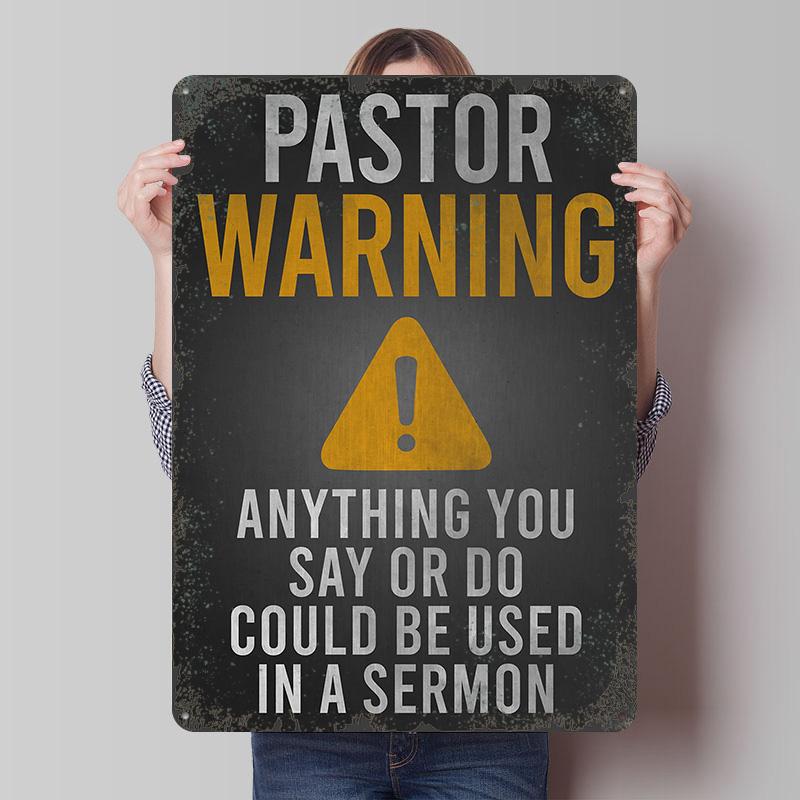 Pastor Warning Funny Sign Tin Plaque Poster Customized Wall Art Retro Vintage Metal Signs for Man Cave Decoration Living Room 7.9x11.8In(20x30cm)
Pastor Warning Funny Sign Tin Plaque Poster Customized Wall Art Retro Vintage Metal Signs for Man Cave Decoration Living Room 7.9x11.8In(20x30cm)