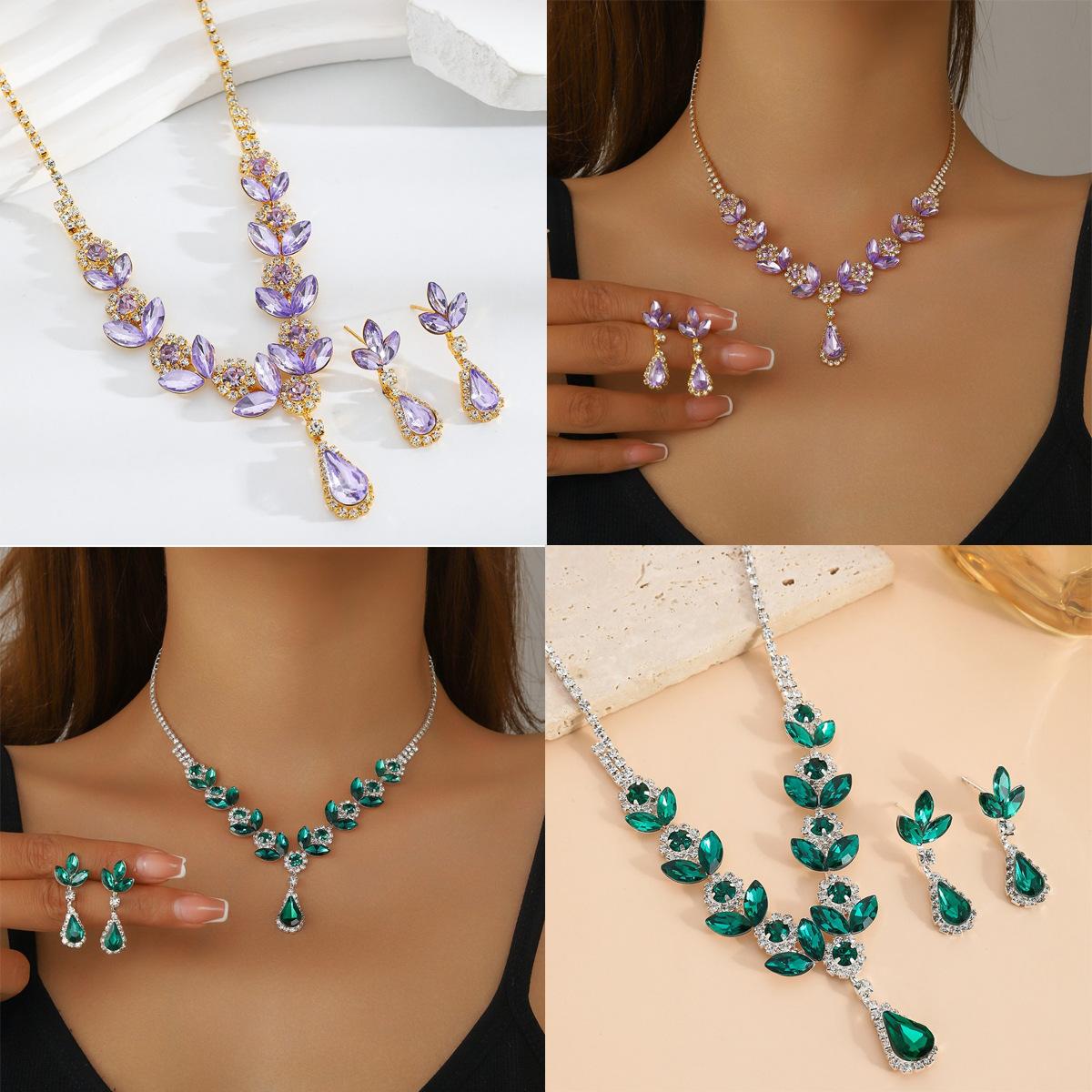 Set Purple Rhinestone Necklace Women S Summer Flower Clavicle Chain Luxury Premium Water Drop Earrings
Set Purple Rhinestone Necklace Women S Summer Flower Clavicle Chain Luxury Premium Water Drop Earrings