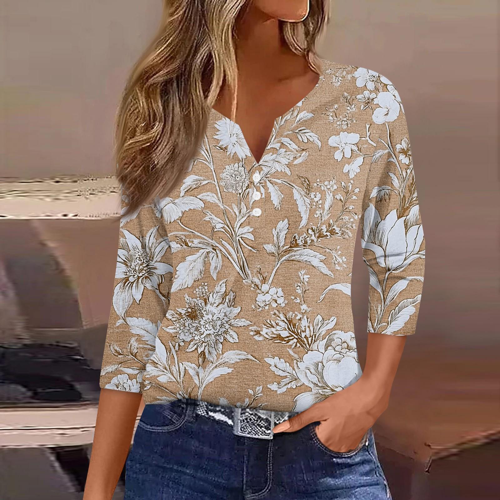 Women s T Shirt Tee Print Button 3/4 SleeveDaily Weekend Fashion Basic V- Neck Regular Top M хакі
Women s T Shirt Tee Print Button 3/4 SleeveDaily Weekend Fashion Basic V- Neck Regular Top M хакі