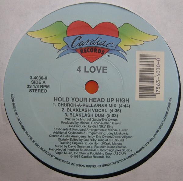 12inch Record 4 LOVE - Hold Your Head Up High 340300 Cardiac Records 1992 US Dance & Electronica Used
12inch Record 4 LOVE - Hold Your Head Up High 340300 Cardiac Records 1992 US Dance & Electronica Used