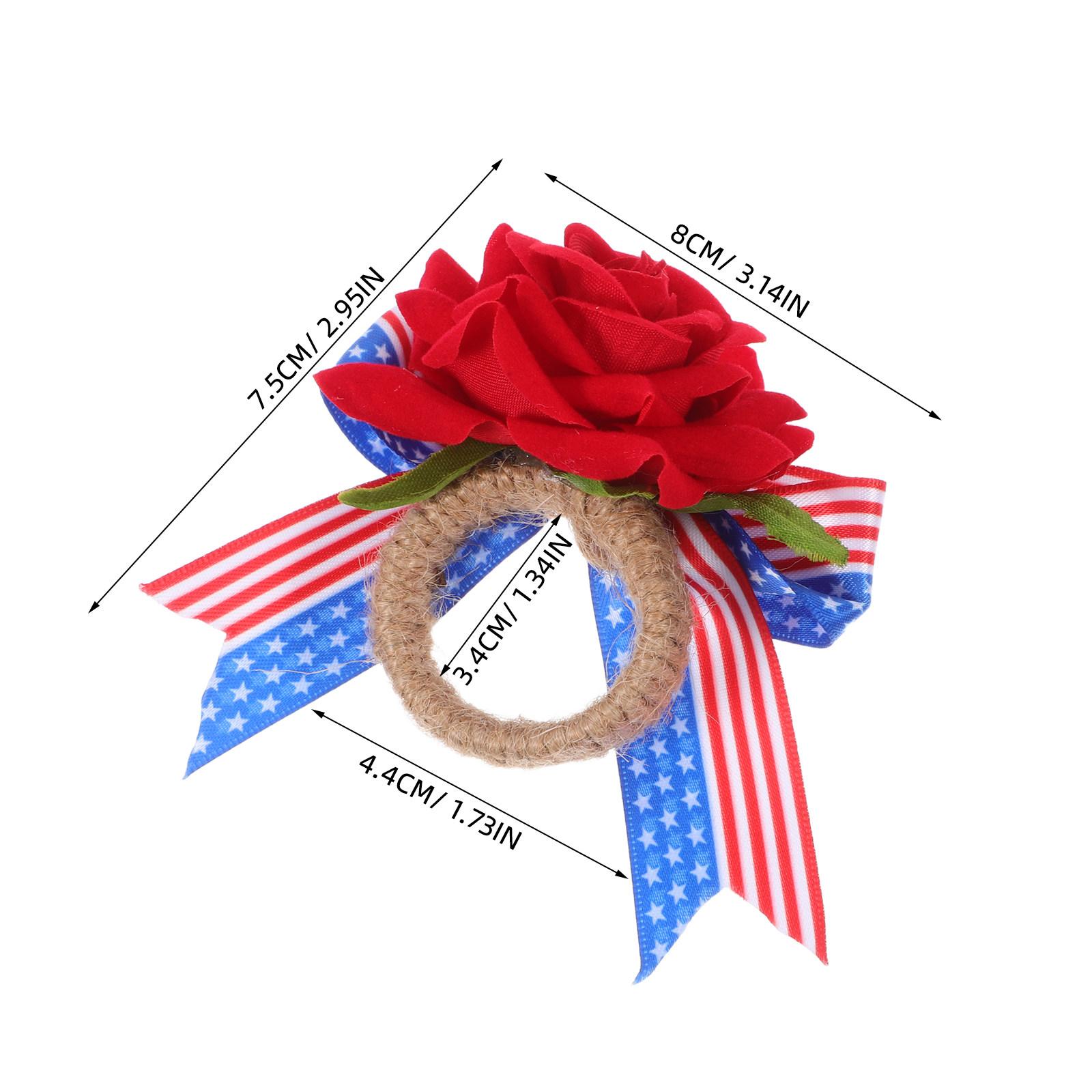 Independence Day Napkin Ring Holder Patriotic Rustic Jute Rope Cloth Design with Artificial Rose Farmhouse Decor Party Serviette червоний
Independence Day Napkin Ring Holder Patriotic Rustic Jute Rope Cloth Design with Artificial Rose Farmhouse Decor Party Serviette червоний