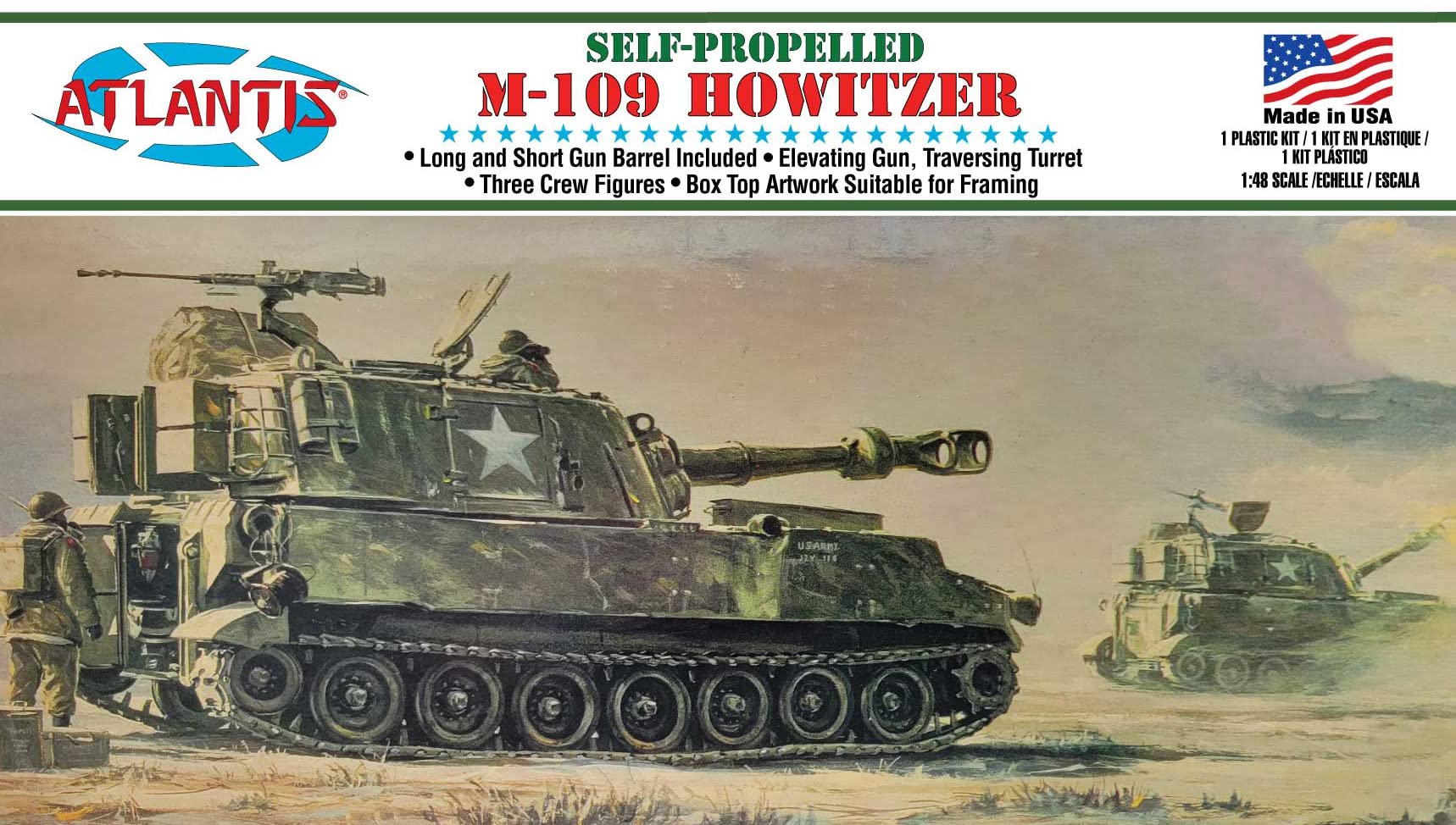 Atlantis Model US Army M109 Howitzer Plastic Model ATLAMCA326 Molded Color 1/48 Self-Propelled
Atlantis Model US Army M109 Howitzer Plastic Model ATLAMCA326 Molded Color 1/48 Self-Propelled