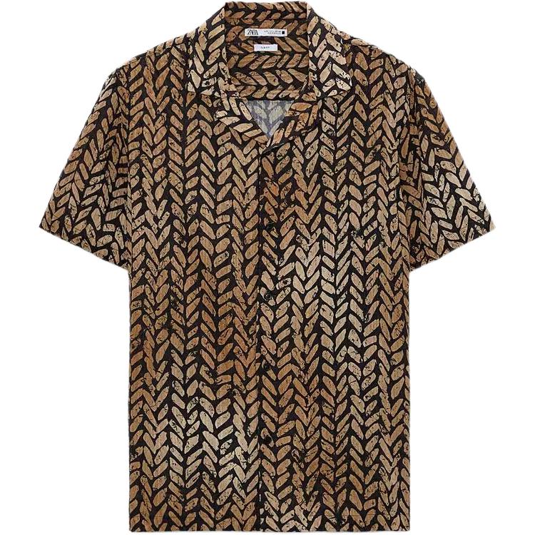 Zara Textured Leaf Print Cuban Collar Short Sleeve Shirt Men shirts Black 5573259-800 XL
Zara Textured Leaf Print Cuban Collar Short Sleeve Shirt Men shirts Black 5573259-800 XL