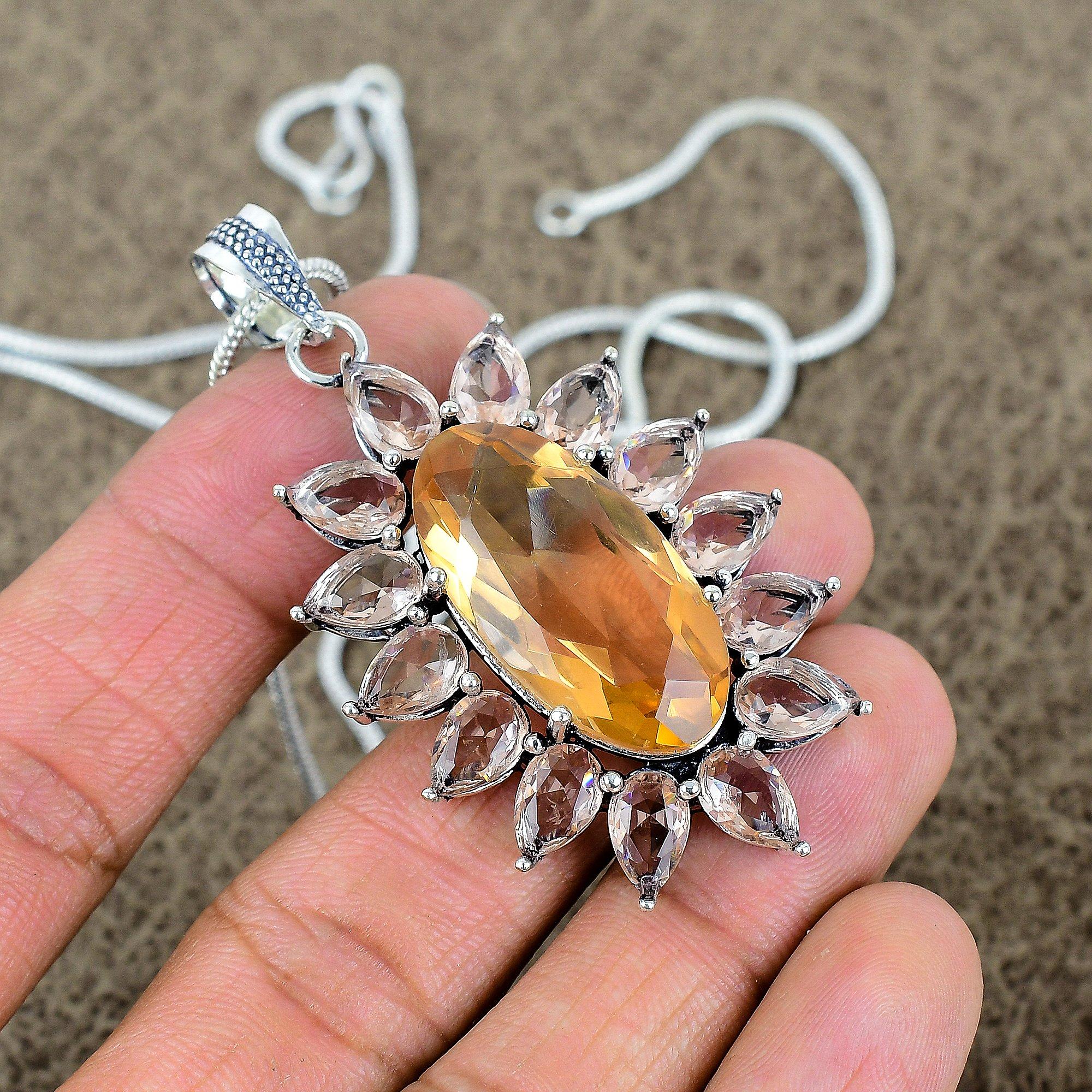 Citrine, Morganite Gemstone 925 Sterling Silver Jewelry Pendant 2.48 KKG-279
Citrine, Morganite Gemstone 925 Sterling Silver Jewelry Pendant 2.48 KKG-279