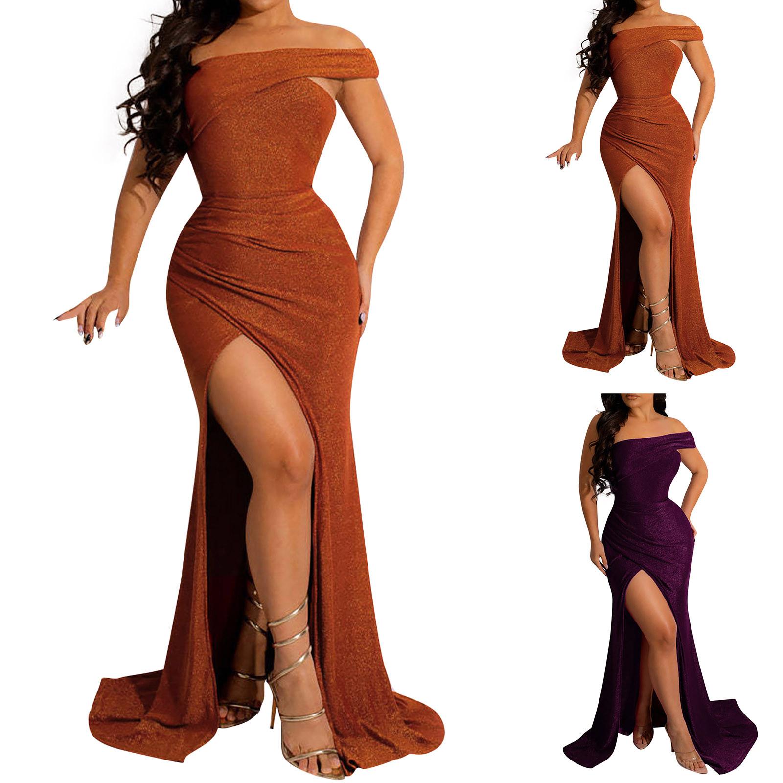 Женское модное однотонное вечернее платье с разрезом на одно плечо и разрезом на шее
Женское модное однотонное вечернее платье с разрезом на одно плечо и разрезом на шее